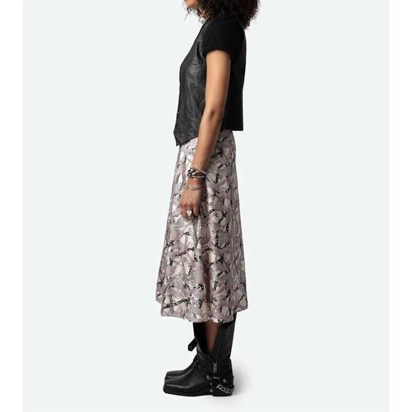 NEW ZADIG & VOLTAIRE june twill wild chaines skirt in ecru - Picture 3 of 4